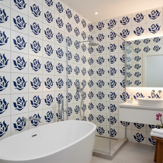 Rose Head Floral Stencil