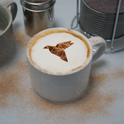 Origami Bird - Reusable Coffee Stencil