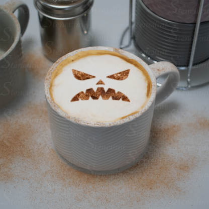 Spooky Face - Reusable Coffee Stencil